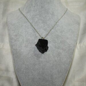 Black Obsidian Raw Crystal Necklace – Bold Protection Stone Pendant